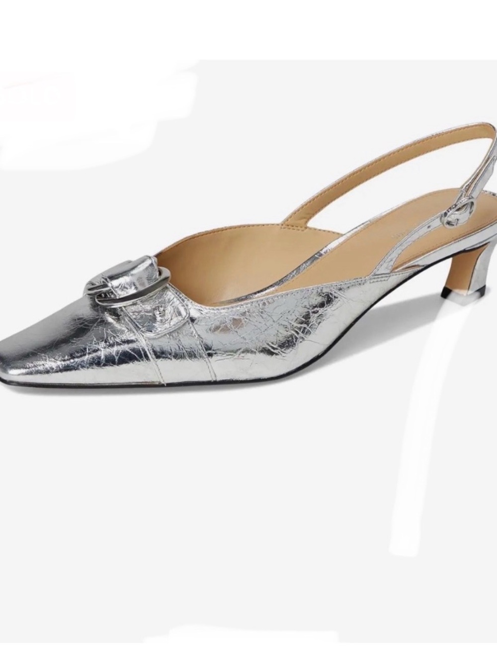 MICHAEL Michael Kors Silver Crinkled Slingback Pumps